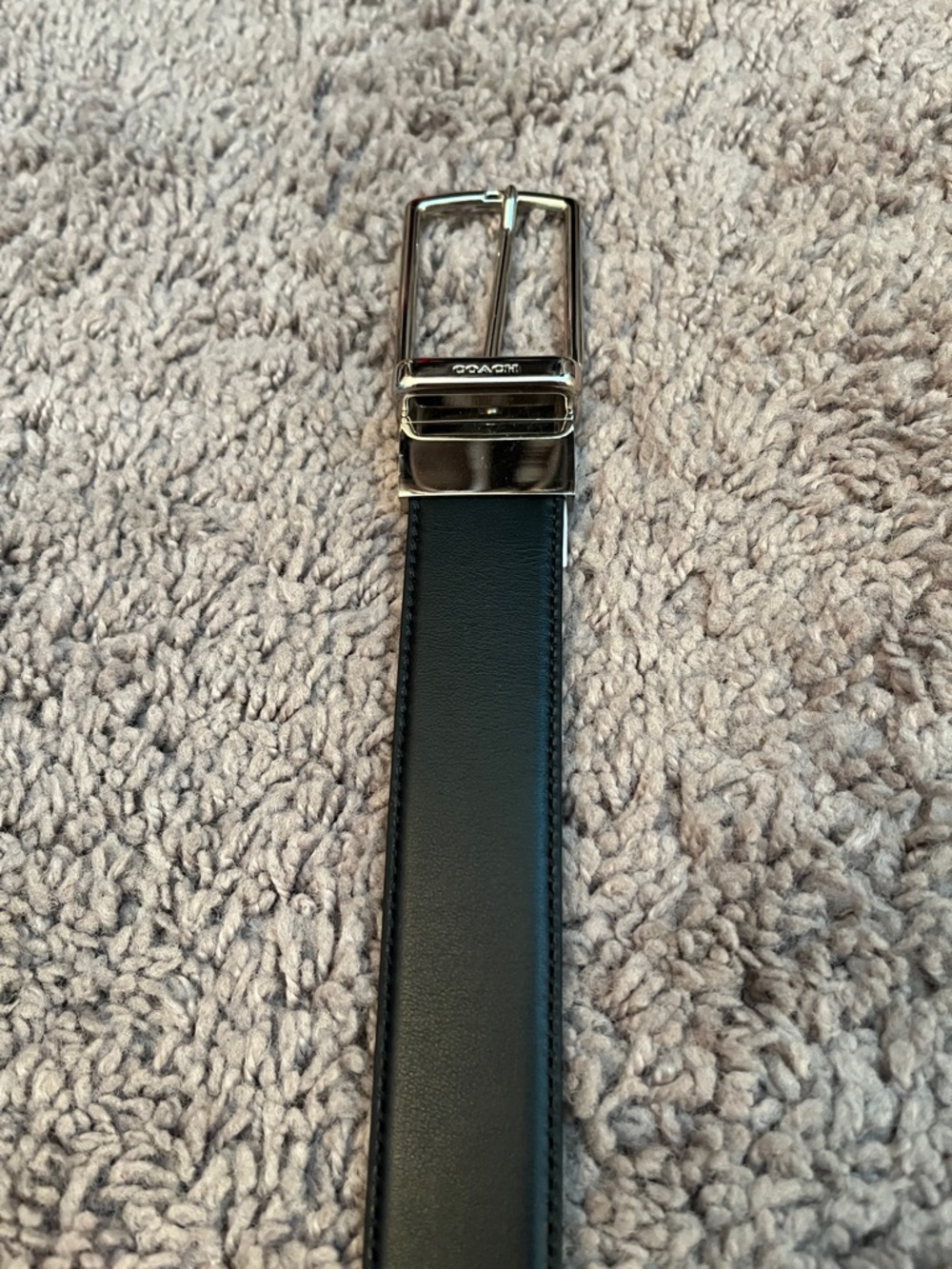 Coach Black Double side brown Leather Belt with Silver-Tone Buckle
